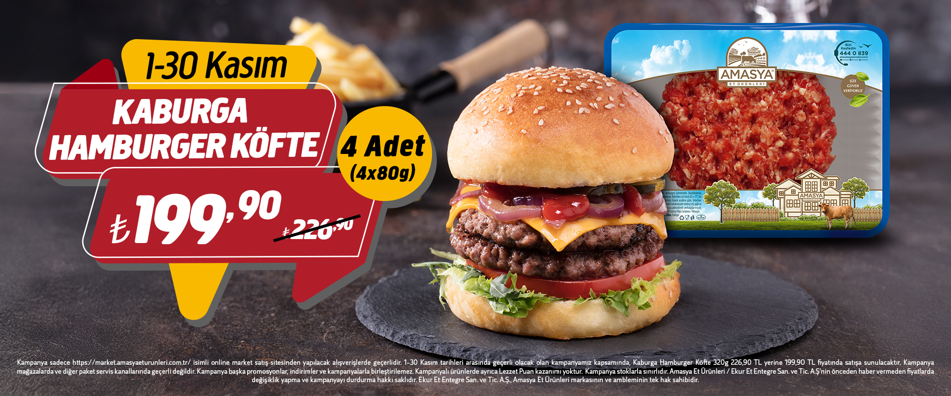 Kaburga Hamburger Köfte 320g 226,90 TL yerine 199,90 TL