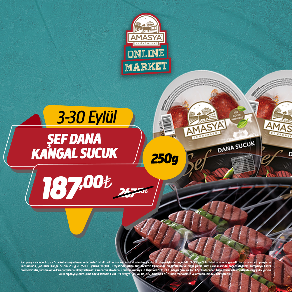 Dana Kangal Sucuk 250g 267,50 TL yerine 187,00 TL