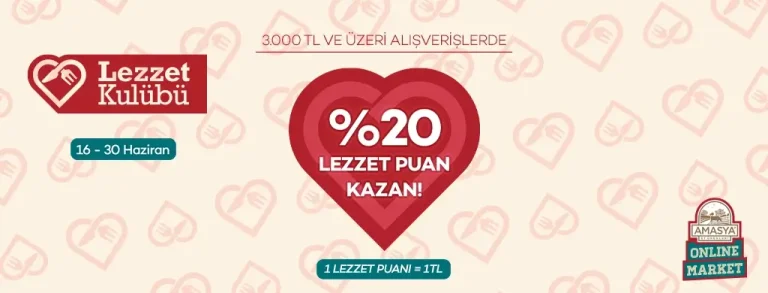3.000₺ ve Üzeri Alışverişlerinizde %20 Lezzet Puan Hediye!