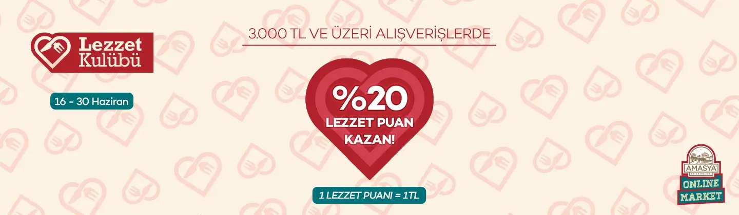 3.000₺ ve Üzeri Alışverişlerinizde %20 Lezzet Puan Hediye!