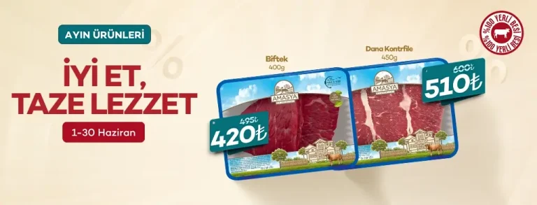 Biftek 400g ve Dana Kontrfile 450g %15 İndirimli