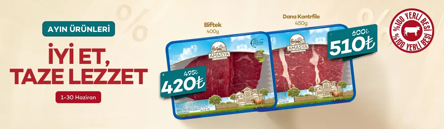 Biftek 400g ve Dana Kontrfile 450g %15 İndirimli