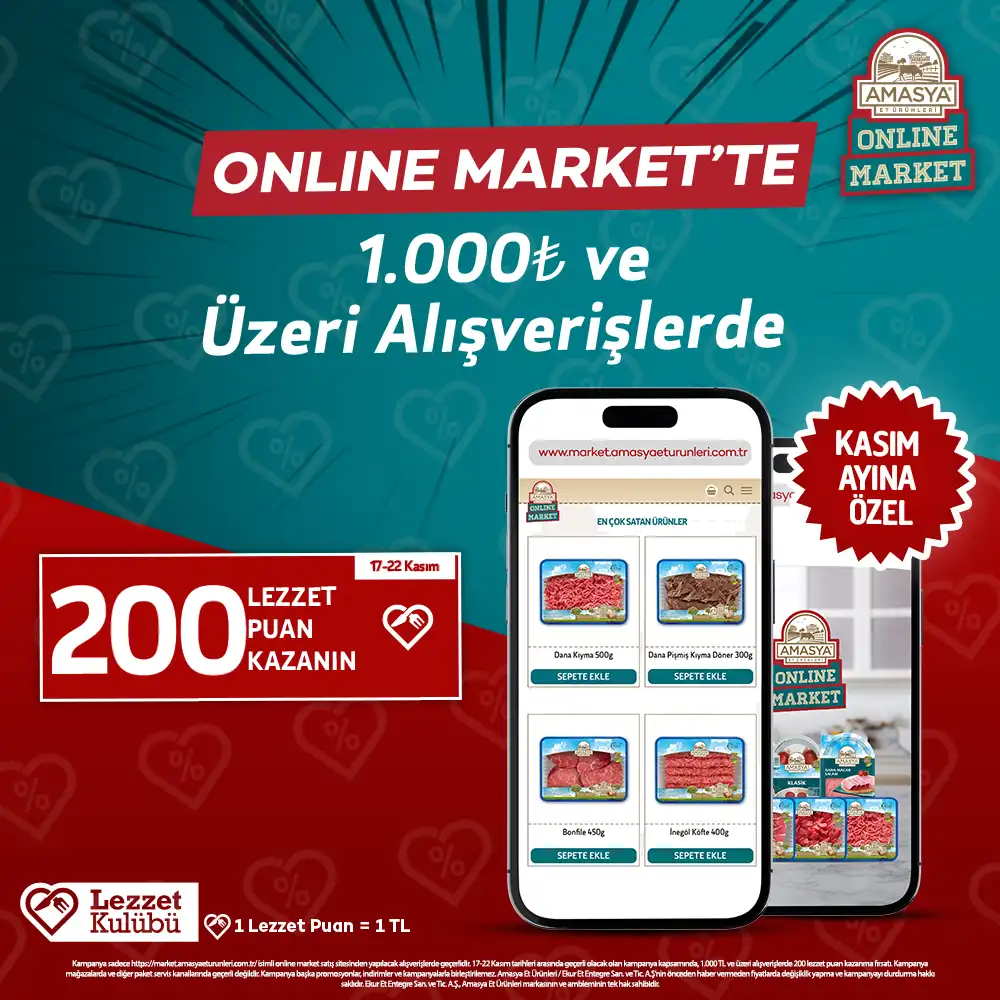 Kasım Ayına Özel 1.000₺ ve Üzeri Alışverişlerde 200 TL Değerinde Lezzet Puan Kazanma Fırsatı Sizi Bekliyor!