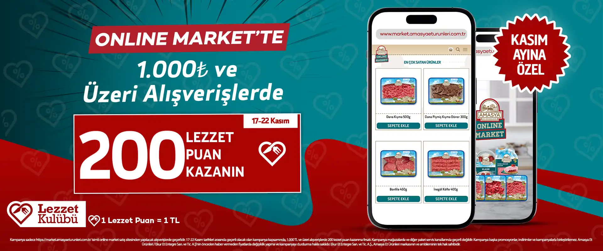 Kasım Ayına Özel 1.000₺ ve Üzeri Alışverişlerde 200 TL Değerinde Lezzet Puan Kazanma Fırsatı Sizi Bekliyor!