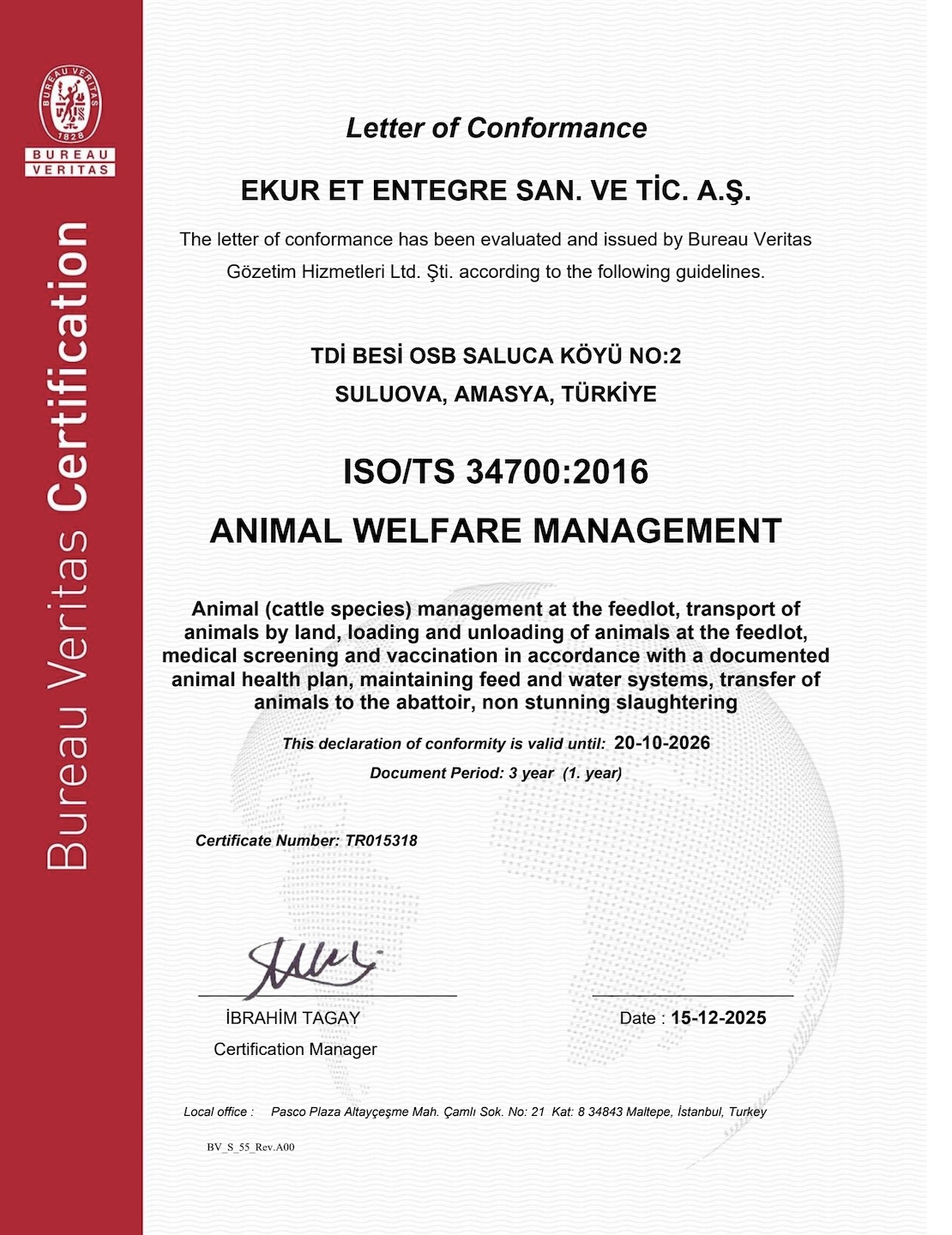 ISO/TS 34700 Hayvan Refahı Sertifikası
