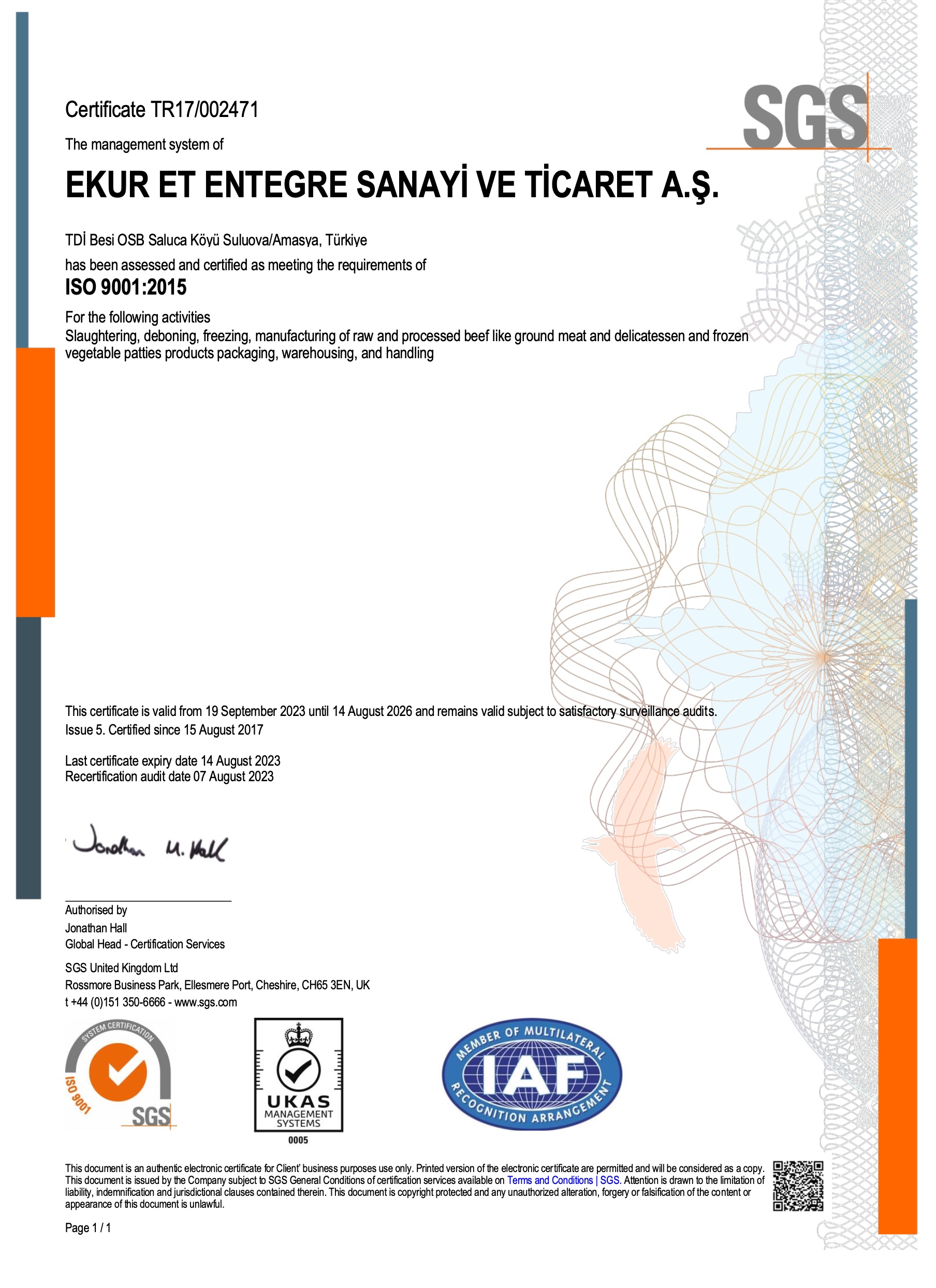 ISO 9001 Sertifikası