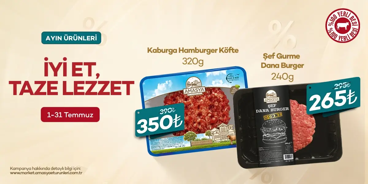 Kaburga Hamburger Köfte 320g ve Şef Gurme Dana Burger 240g %10 İndirimli