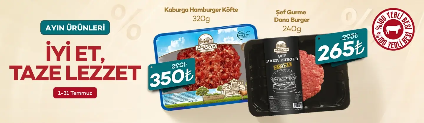 Kaburga Hamburger Köfte 320g ve Şef Gurme Dana Burger 240g %10 İndirimli
